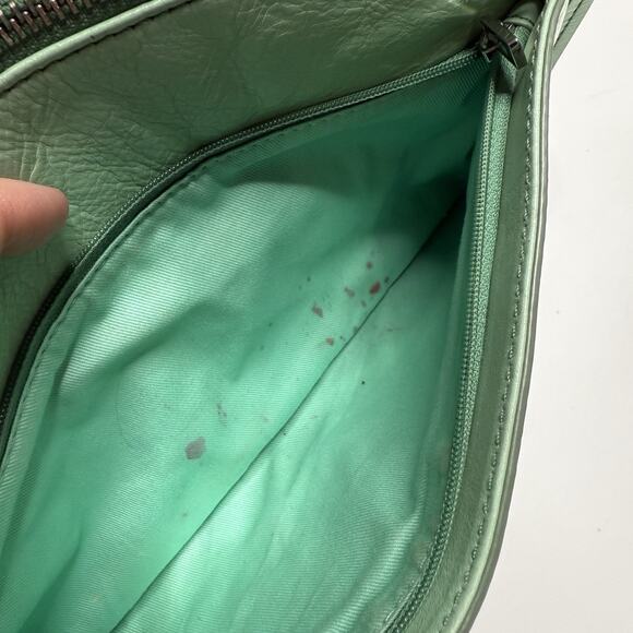 Fossil Mint Green Cowhide Leather Sydney Zip Top Crossbody Handbag Purse Medium - Picture 9 of 16